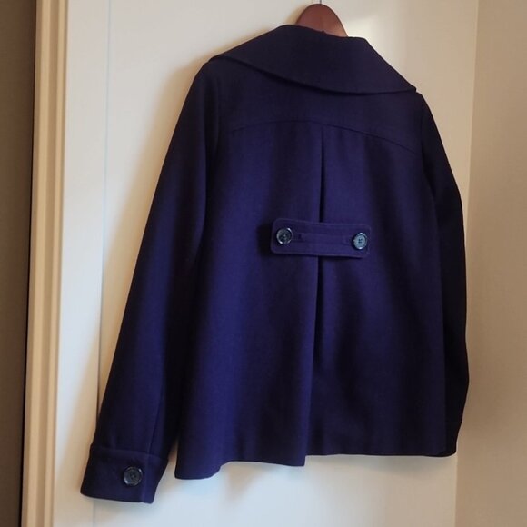 Banana Republic Deep Purple Wool Pea Coat – Size Small - Picture 4 of 6